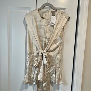 H&M - Tie-Detail Blouse - Cream - Small